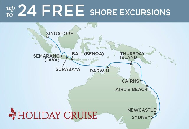 Regent Cruises | 17-Nights from Singapore to Sydney Cruise Iinerary Map