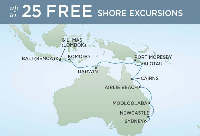 Regent Cruises | 18-Nights from Sydney to Bali Cruise Iinerary Map