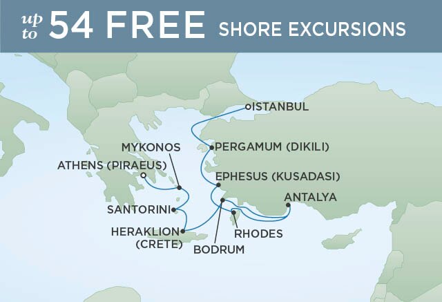 Regent Cruises | 10-Nights from Athens to Istanbul Cruise Iinerary Map