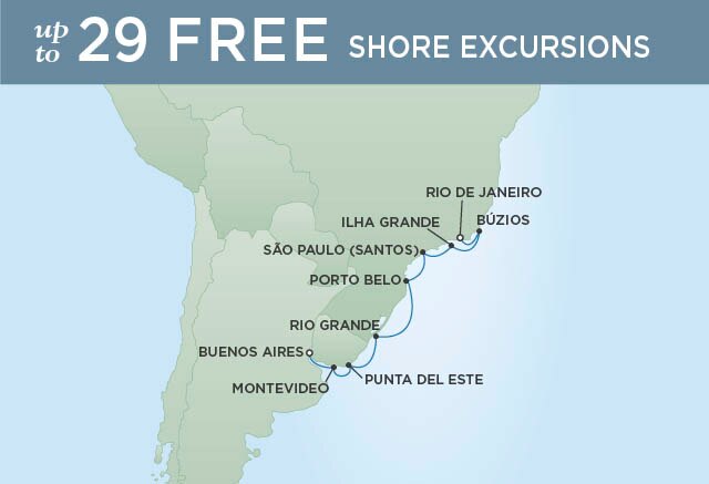Regent Cruises | 10-Nights from Buenos Aires to Rio de Janeiro Cruise Iinerary Map