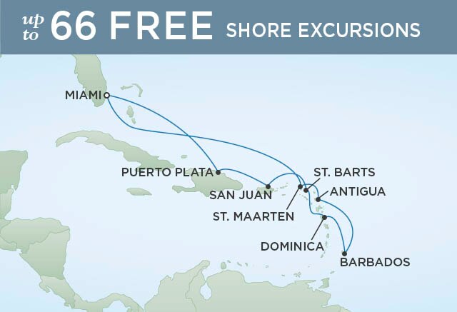 Regent Cruises | 11-Nights Roundtrip from Miami Cruise Iinerary Map