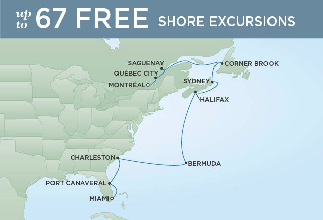 Regent Cruises | 15-Nights from Miami to Montreal Cruise Iinerary Map