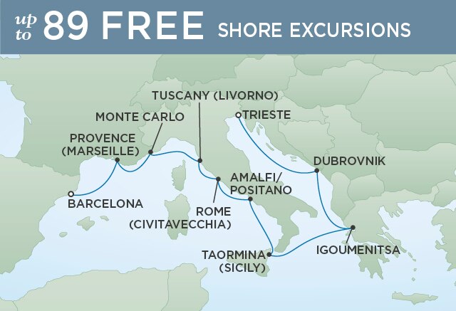 Regent Cruises | 10-Nights from Barcelona to Trieste Cruise Iinerary Map