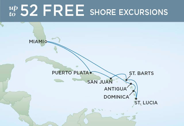 Regent Cruises | 10-Nights Roundtrip from Miami Cruise Iinerary Map
