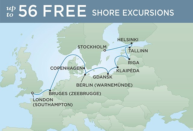 Regent Cruises | 12-Nights from Stockholm to London Cruise Iinerary Map