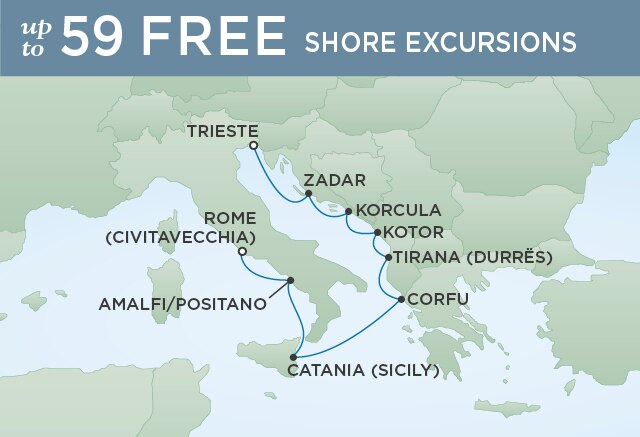 Regent Cruises | 9-Nights from Rome to Trieste Cruise Iinerary Map