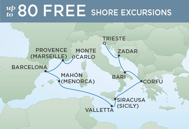 Regent Cruises | 10-Nights from Trieste to Monte-Carlo Cruise Iinerary Map