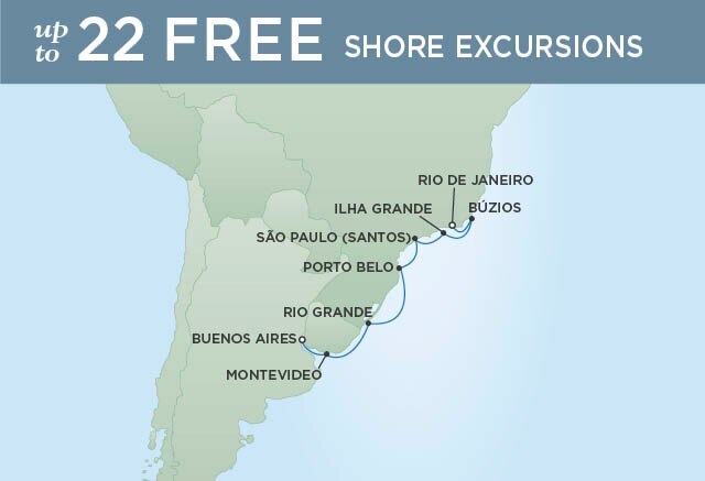 Regent Cruises | 10-Nights from Buenos Aires to Rio de Janeiro Cruise Iinerary Map