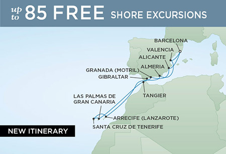 Regent Cruises | 12-Nights Roundtrip from Barcelona Cruise Iinerary Map