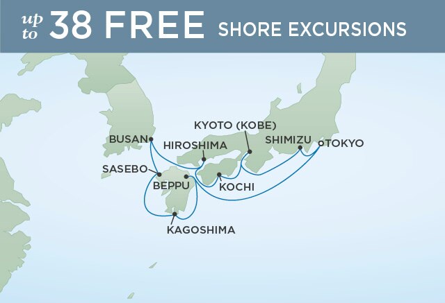 Regent Cruises | 11-Nights Roundtrip from Tokyo Cruise Iinerary Map