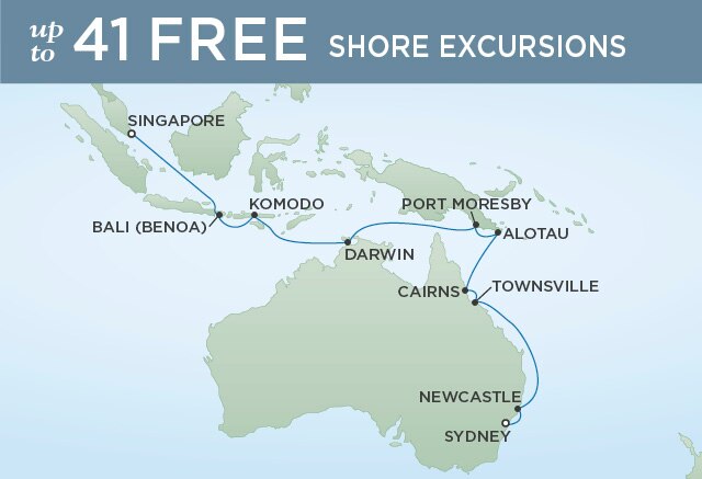 Regent Cruises | 19-Nights from Sydney to Singapore Cruise Iinerary Map
