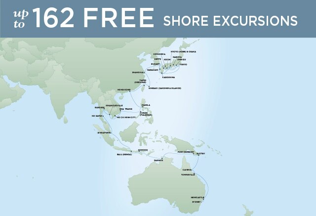 Regent Cruises | 59-Nights from Sydney to Tokyo Cruise Iinerary Map