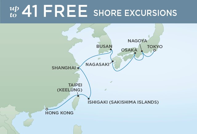 Regent Cruises | 14-Nights from Hong Kong to Tokyo Cruise Iinerary Map