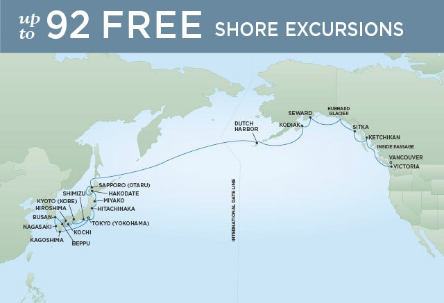 Regent Cruises | 30-Nights from Tokyo to Vancouver Cruise Iinerary Map