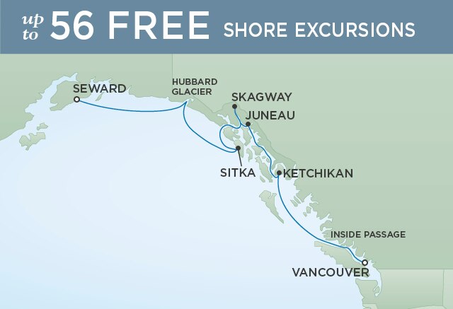 Regent Cruises | 7-Nights from Anchorage to Vancouver Cruise Iinerary Map