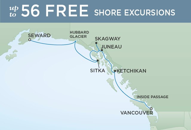 Regent Cruises | 7-Nights from Anchorage to Vancouver Cruise Iinerary Map
