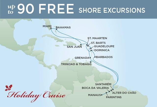 Regent Cruises | 25-Nights Roundtrip from Miami Cruise Iinerary Map