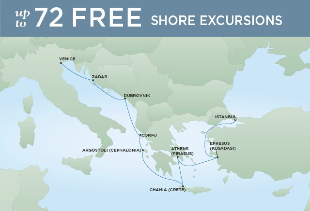 Regent Cruises | 10-Nights from Rome to Istanbul Cruise Iinerary Map