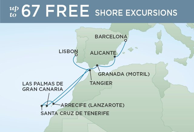 Regent Cruises | 10-Nights from Barcelona to Lisbon Cruise Iinerary Map