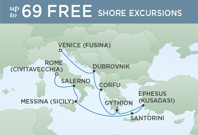 Regent Cruises | 10-Nights from Rome to Venice Cruise Iinerary Map