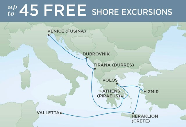 Regent Cruises | 10-Nights from Valletta to Venice Cruise Iinerary Map