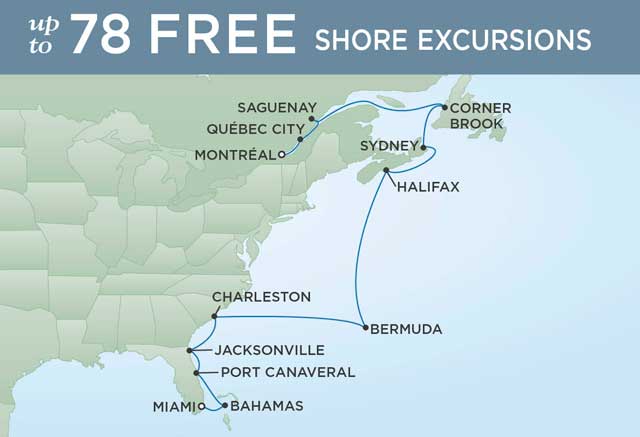 Regent Cruises | 15-Nights from Miami to Montreal Cruise Iinerary Map