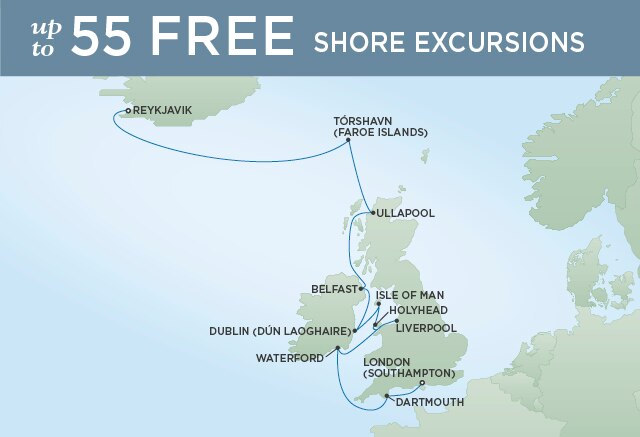 Regent Cruises | 12-Nights from Reykjavik to London Cruise Iinerary Map