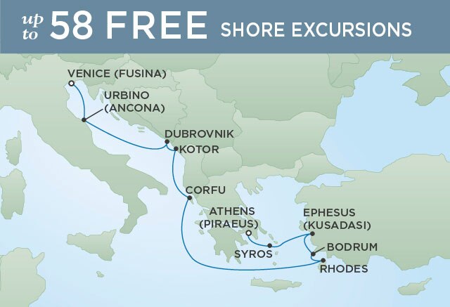 Regent Cruises | 10-Nights from Venice to Athens Cruise Iinerary Map