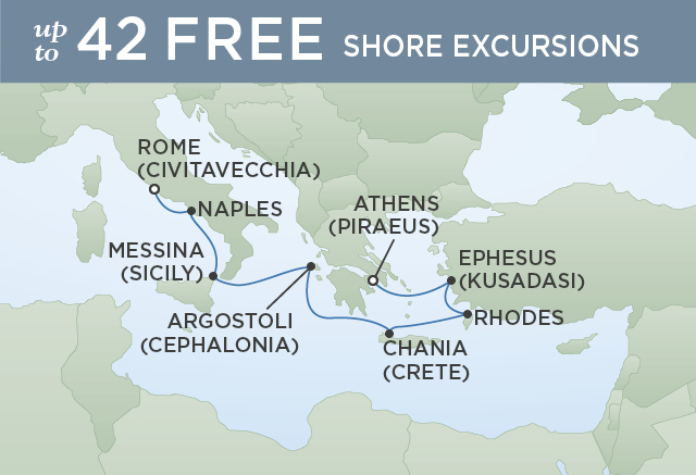 Regent Cruises | 7-Nights from Athens to Rome Cruise Iinerary Map