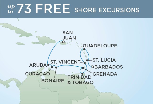 Regent Cruises | 10-Nights from San Juan to Bridgetown Cruise Iinerary Map