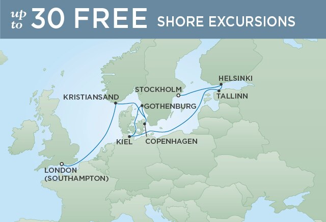 Regent Cruises | 10-Nights from London to Stockholm Cruise Iinerary Map