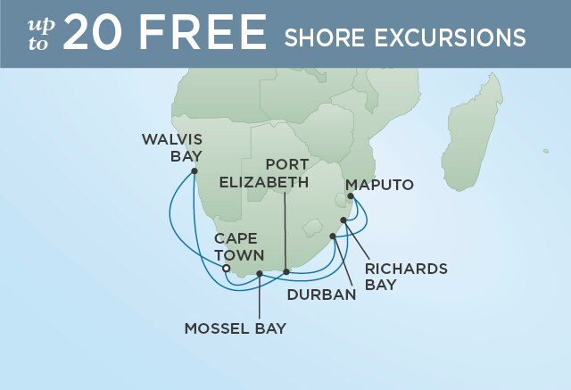 Regent Cruises | 15-Nights Roundtrip from Cape Town Cruise Iinerary Map