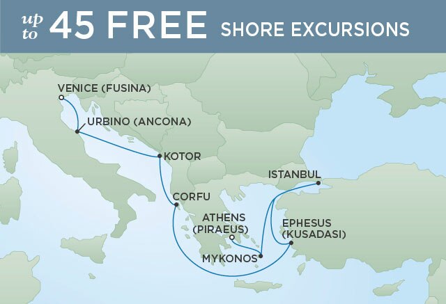 Regent Cruises | 9-Nights from Venice to Athens Cruise Iinerary Map