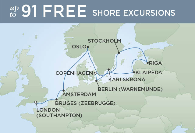 Regent Cruises | 14-Nights from London to Copenhagen Cruise Iinerary Map