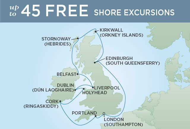 Regent Cruises | 12-Nights Roundtrip from London Cruise Iinerary Map