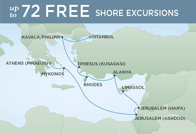 Regent Cruises | 12-Nights from Athens to Istanbul Cruise Iinerary Map