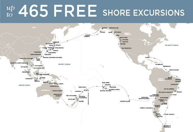Regent Cruises | 150-Nights from Miami to San Francisco Cruise Iinerary Map