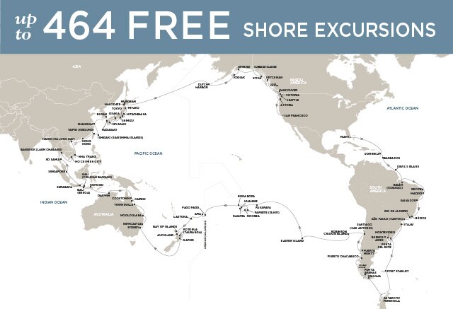 Regent Cruises | 150-Nights from Miami to San Francisco Cruise Iinerary Map