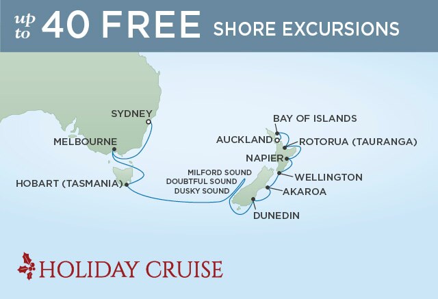 Regent Cruises | 14-Nights from Sydney to Auckland Cruise Iinerary Map