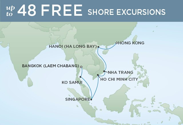 Regent Cruises | 12-Nights from Hong Kong to Bangkok Cruise Iinerary Map