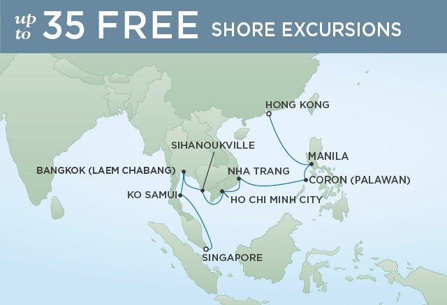 Regent Cruises | 14-Nights from Singapore to Hong Kong Cruise Iinerary Map
