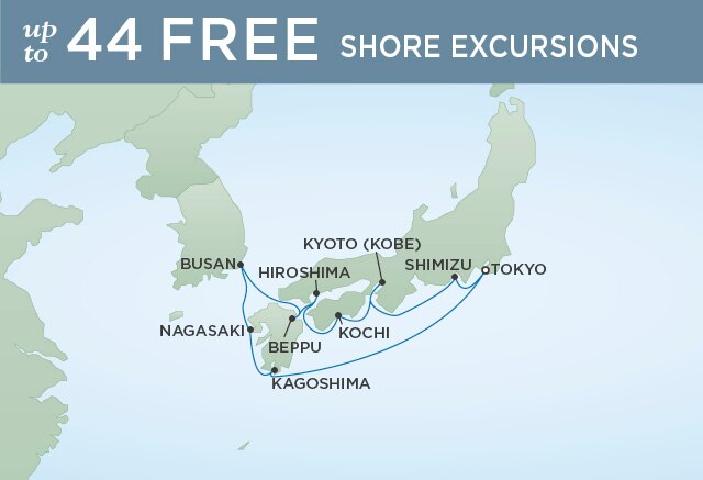 Regent Cruises | 12-Nights Roundtrip from Tokyo Cruise Iinerary Map