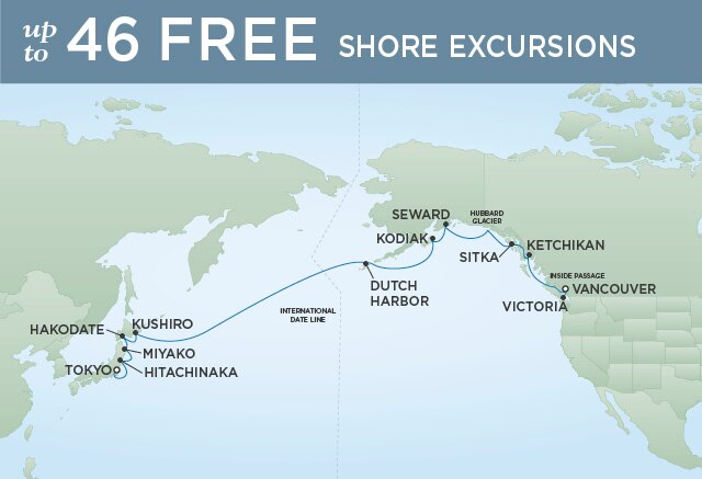 Regent Cruises | 18-Nights from Tokyo to Vancouver Cruise Iinerary Map