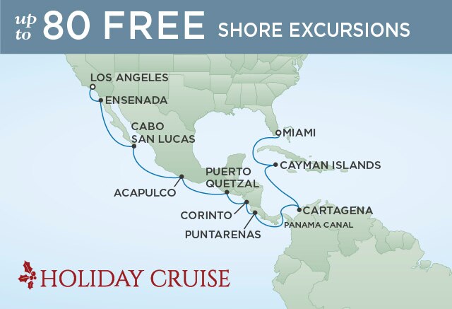 Regent Cruises | 16-Nights from Miami to Los Angeles Cruise Iinerary Map