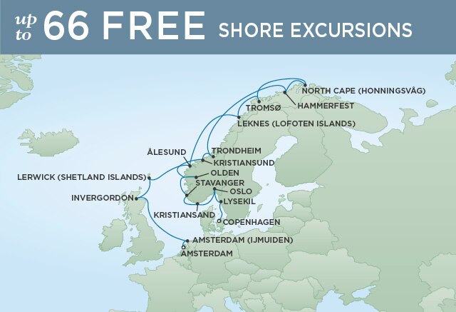 Regent Cruises | 20-Nights from Copenhagen to Amsterdam Cruise Iinerary Map