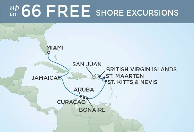 Regent Cruises | 11-Nights from Miami to Bridgetown Cruise Iinerary Map