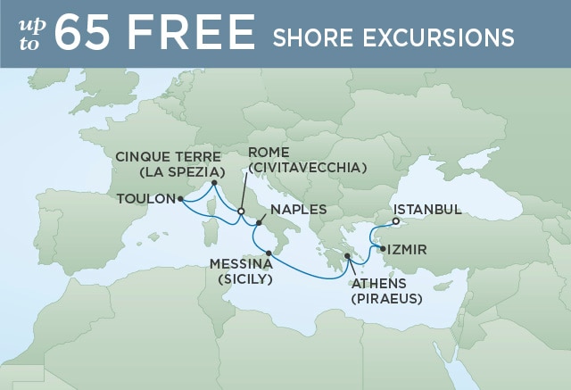 Regent Cruises | 10-Nights from Istanbul to Rome Cruise Iinerary Map