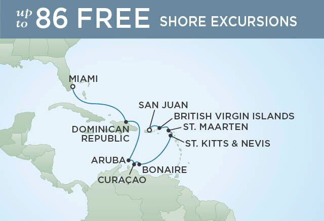 Regent Cruises | 11-Nights from Bridgetown to Miami Cruise Iinerary Map