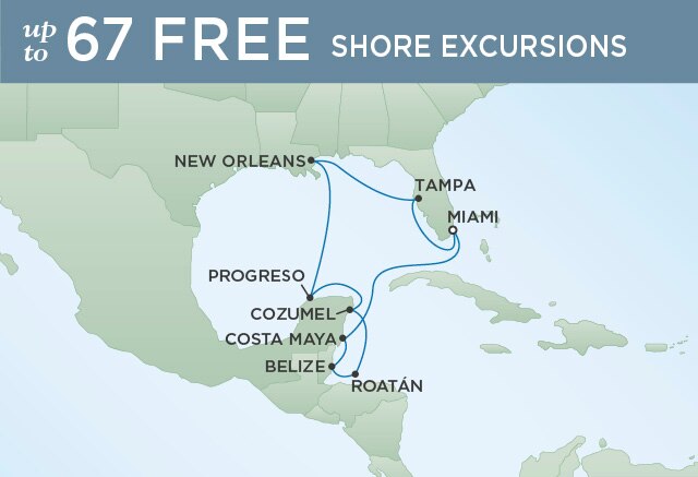 Regent Cruises | 14-Nights Roundtrip from Miami Cruise Iinerary Map