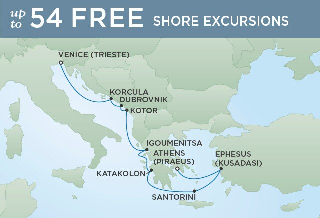 Regent Cruises | 10-Nights from Athens to Trieste Cruise Iinerary Map